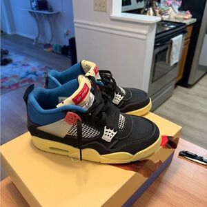 Jordan Black/Blue/Yellow Retro 4 Sneakers